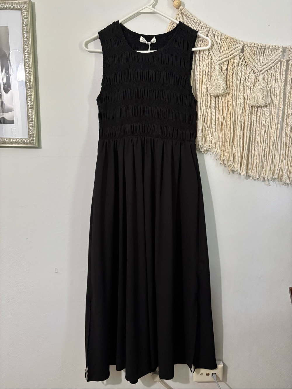 Grace Karin Black Sleeveless Smocked Maxi Dress